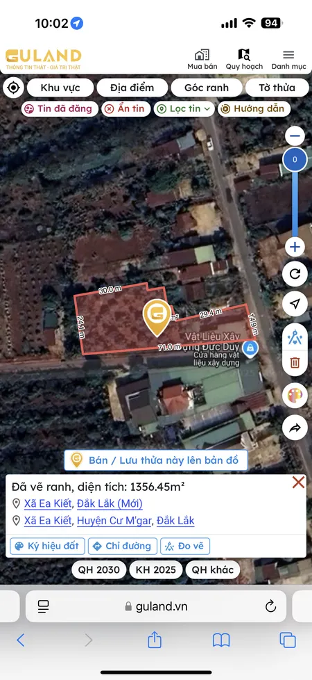 Bán đất 1356.5m² giá 5 tỷ Xã Ea Kiết