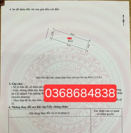 Bán đất 63.4m² ngang 4m giá 3.9 tỷ Xã Thư Lâm