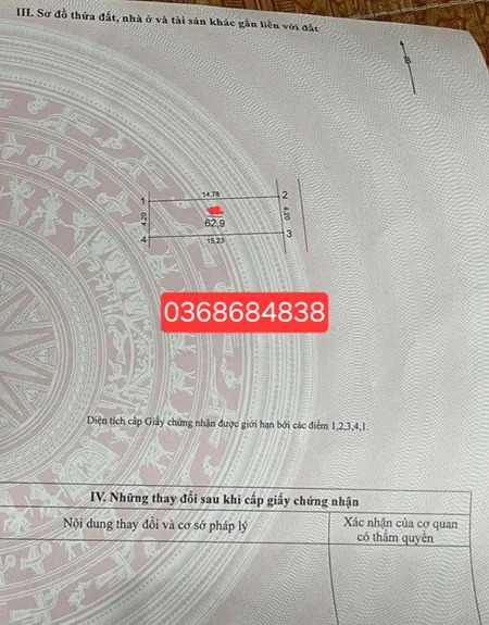 Bán đất 62.9m² ngang 4.2m giá 3.36 tỷ Xã Thư Lâm