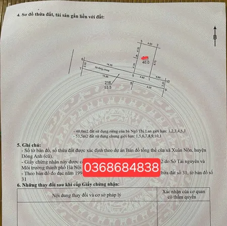 Bán đất 40m² ngang 5m giá 2.85 tỷ Xã Thư Lâm