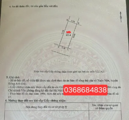 Bán đất 41.4m² ngang 3.8m giá 2.9 tỷ Xã Thư Lâm