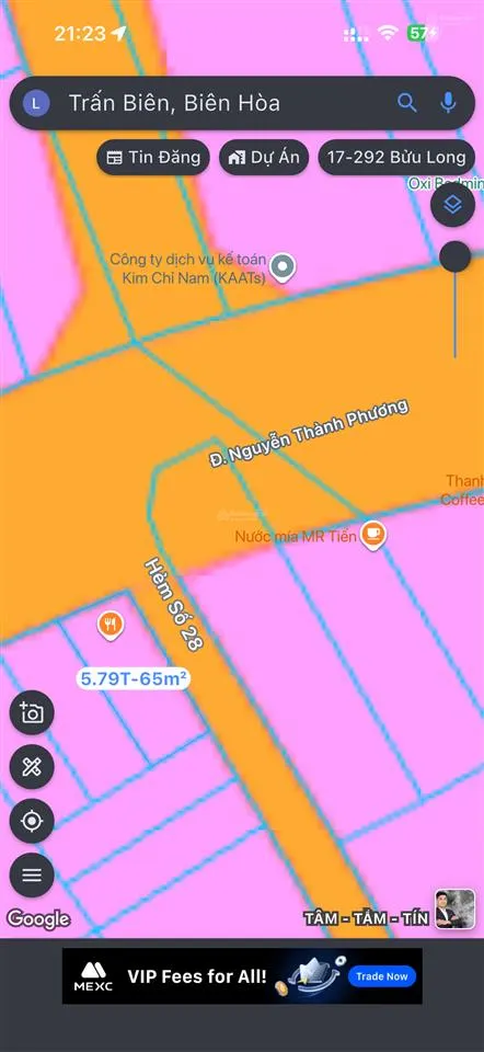 Bán đất (lô góc) mặt tiền kinh doanh đường nguyễn thành phương ngay cầu hiệp hoà thuộc p.thống nhất