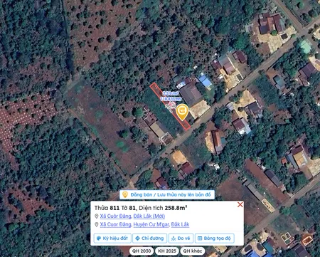 Bán đất 258.8m² ngang 5m giá 550 triệu Xã Cuôr Đăng