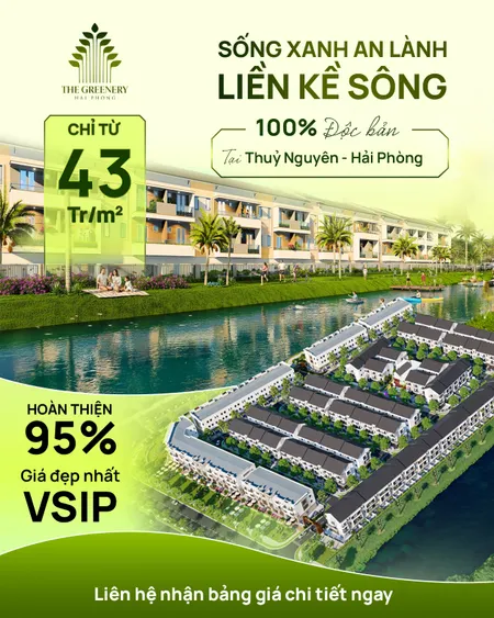 Bán nhanh căn liền kề tại dự án The Greenery Hải Phòng View sông cực đẹp