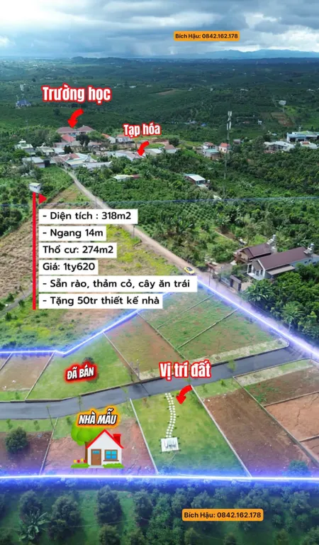 Đất thổ cư Bảo Lâm, Bảo Lộc ngang 14m view đồi thoáng, ngay khu dân cư