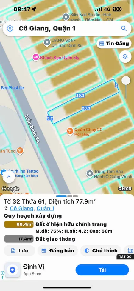 CHÍNH CHỦ 1 ĐỜI XƯA BÁN NHÀ 3 TẦNG MTKD Đ.TRẦN ĐÌNH XU, QUẬN 1 - 4M*20M - SỔ HỒNG VUÔNG VỨC ĐẸP