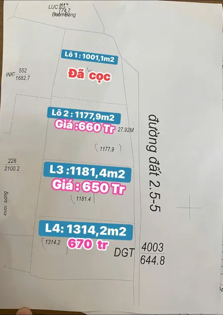 Bán đất 1181m² giá 650 triệu Phường Ea Kao