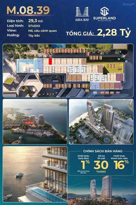 Bán gấp cc aria bay tower, 2,29 tỷ, 29m2, 1pn, 1wc, hạ long, quảng ninh
