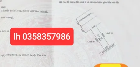 Bán đất 94m² ngang 5m giá 3.2 tỷ Phường Việt Yên