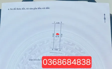 Bán đất 67.8m² ngang 4m giá 4.62 tỷ Xã Thư Lâm