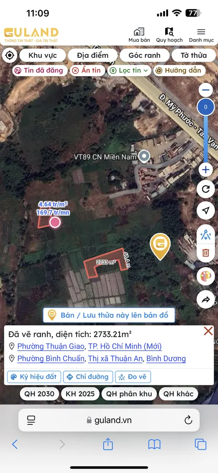 Bán đất 2733.2m² giá 9.5 tỷ Phường Thuận Giao