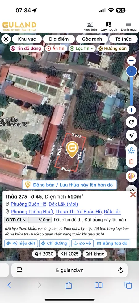 Bán đất 610m² giá 1.35 tỷ Phường Buôn Hồ
