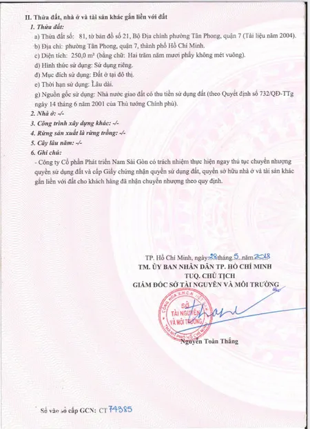 Bán đất 250m² ngang 12.5m giá 37.5 tỷ Phường Tân Phong