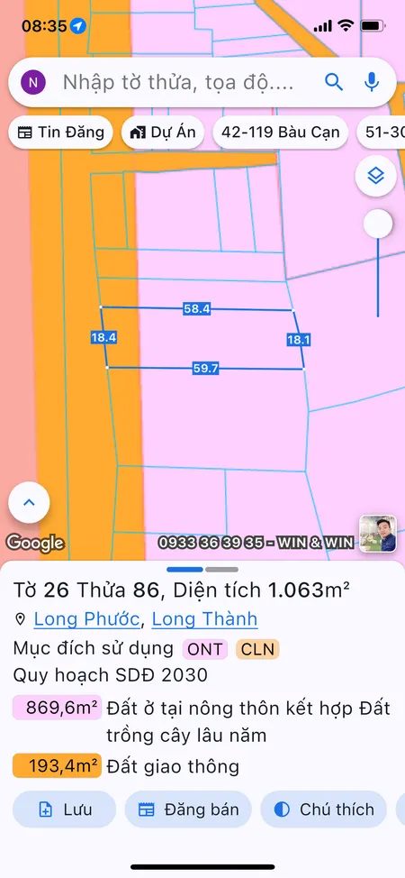 Bán đất 1062.7m² giá 13 tỷ Xã Long Phước