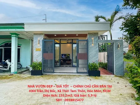 NHÀ VƯỜN ĐẸP – GIÁ TỐT  – CHÍNH CHỦ CẦN BÁN TẠI HXH Trần Thị Bốc, Xã Thới Tam Thôn, Hóc Môn, HCM