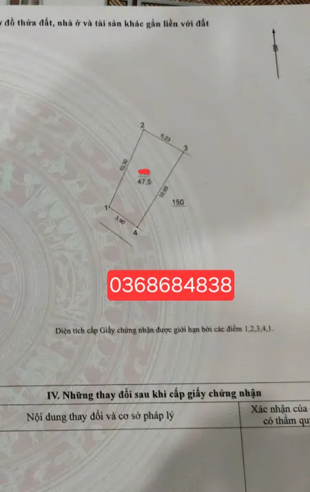 Bán đất 47.5m² ngang 3.9m giá 4.6 tỷ Xã Thiên Lộc