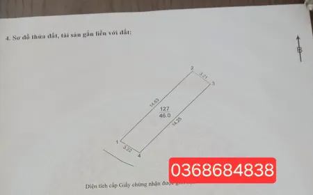 Bán đất 46m² ngang 3.2m giá 3.2 tỷ Xã Thiên Lộc