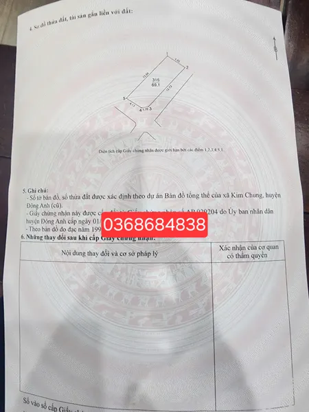 Bán đất 69.1m² ngang 5m giá 6.3 tỷ Xã Thiên Lộc