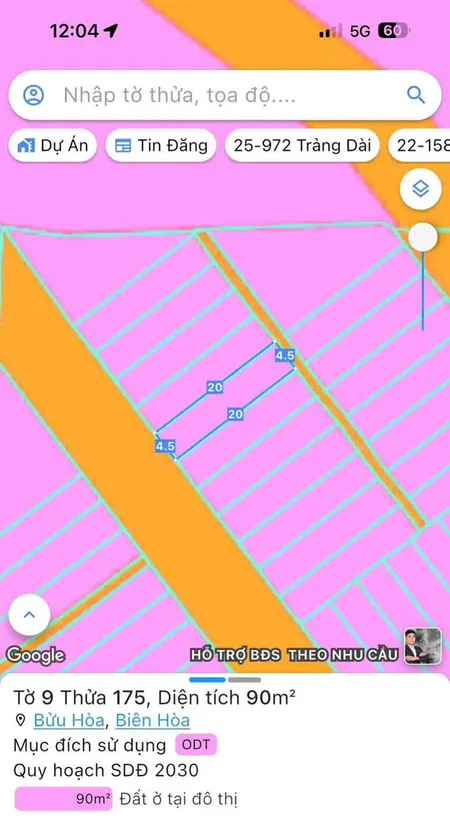 Bán đất 89.9m² giá 3.19 tỷ Phường Biên Hòa