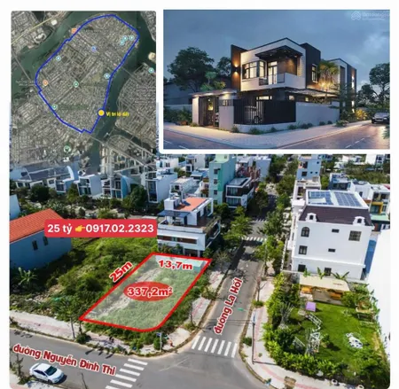 Bán đất biệt thự view sông lô góc mặt tiền nguyễn đình thi, hòa xuân