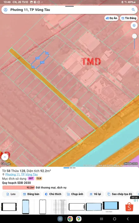 Bán đất 92.2m² giá 2.75 tỷ Phường Phước Thắng, 0909518879