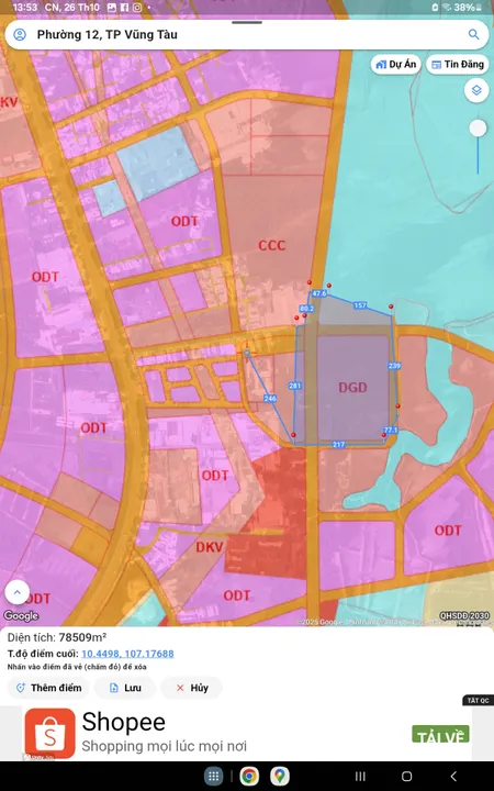 Bán đất 78000m² giá 162 tỷ Phường Phước Thắng, lh: 0909518879