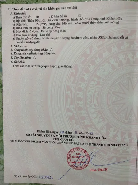 Bán lô đất phường Bắc Nhà Trang gần QL 1A, diện tích 151m2 full thổ