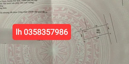 Bán đất 66.5m² ngang 4.80m giá 2.36 tỷ Xã Sóc Sơn