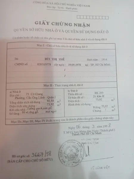 Bán Nhà Mặt Tiền 73 Cô Giang, Phường Cầu Ông Lãnh, Quận 1