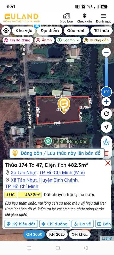 Bán đất 4100m² ngang 27m giá 20 tỷ Xã Tân Nhựt