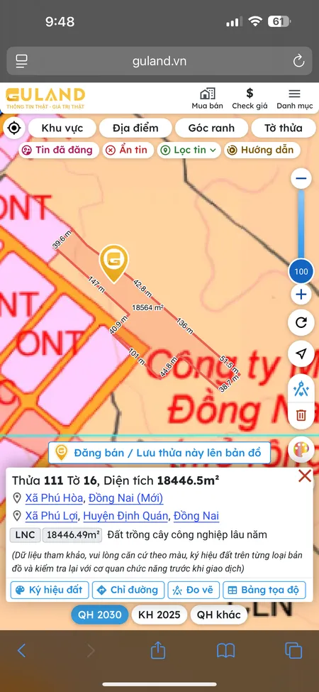 Bán đất 18446.5m² giá 20 tỷ Xã Phú Hòa