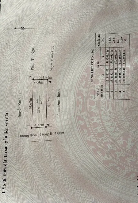 Bán 62.5 m Lâm động Đường xóm hơn 4 m . Gần đường quy hoạch 36m . L/h:076.231.9990 e Thuý