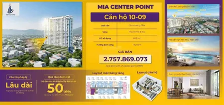 Căn hộ cao cấp mia.chỉ 44tr/m2 cho căn 2pn,sở hữu lâu dài,nội thất full liền tường