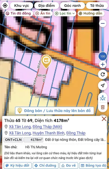 Đất thổ cư , mặt tiền cách nội ô chợ mới 1km