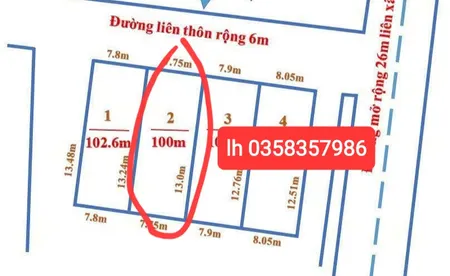 Bán đất 100m² ngang 7.75m giá 1 tỷ Xã Trung Giã