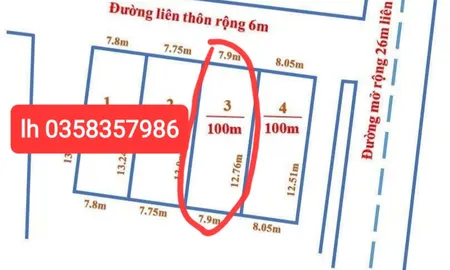 Bán đất 100m² ngang 7.9m giá 1 tỷ Xã Trung Giã