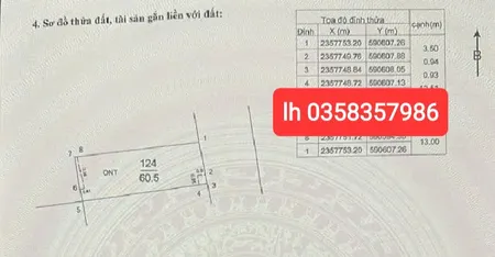 Bán đất 60.5m² ngang 4.44m giá 1.95 tỷ Xã Trung Giã