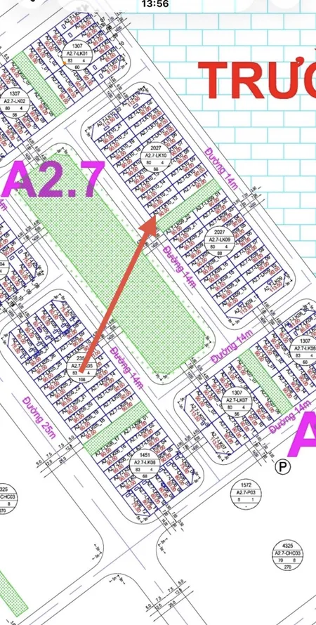 Bán lô  A2.7  LK10-12 DT 90m2 đường 14m lô góc nhìn vườn hoa 2 mặt thoáng. Hướng tây nam. Nằm ngay gần trục đường 60m giao thông thuận tiện đường thông các ngả, gần trường học và rất nhiều tòa chung cư. Khu A2.7 xây 4 tầng 1 tum nhà xây thô hoàn thiện mặt