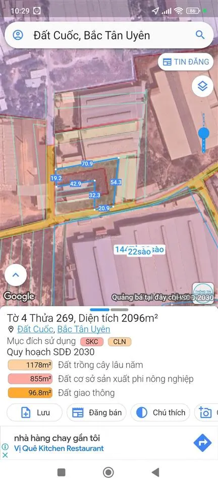 Lô đây skc đóng tiền 1 lần. dt 2096 m2. skc 1894m2