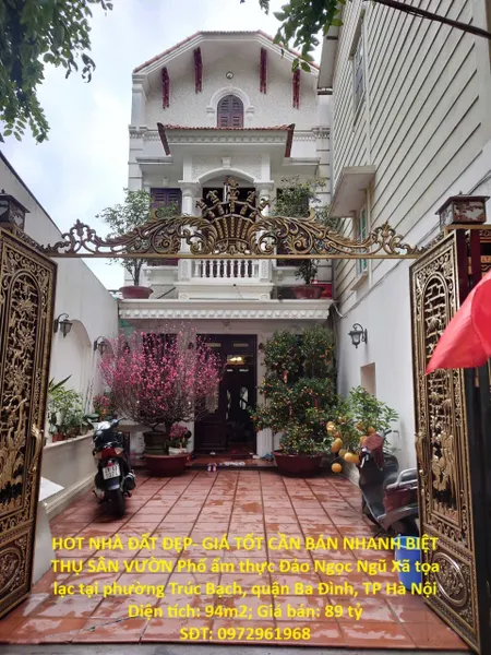 HOT NHÀ ĐẤT ĐẸP- GIÁ TỐT CẦN BÁN NHANH BIỆT THỤ SÂN VƯỜN khu phố ẩm thực Đảo Ngọc Ngũ Xá P.Trúc Bạch