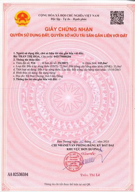 Bán đất Đơn Dương 105m² – sổ riêng, công chứng ngay, 630 triệu
➡️ Đất thổ cư 72m², đường 6m, vị trí đẹp gần chợ Thạnh Mỹ. Bao sổ, không phát sinh chi phí.