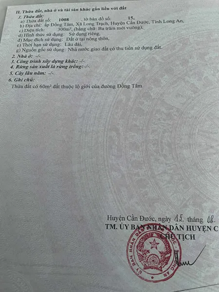 bán đất full thổ cư 1000m vuông tại xã Rạch Kiến, Tây Ninh (Long An cũ)