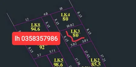 Bán đất 80m² ngang 10.02m giá 2.6 tỷ Xã Sóc Sơn