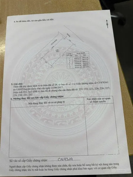 Em còn lô duy nhất 109m2 full thổ cư nằm tại hồ phú cát hòa thạch quốc oai hà nội