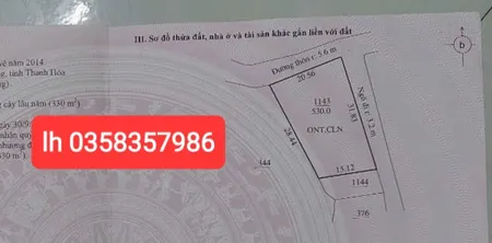 Bán đất 530m² ngang 20.56m giá 1.9 tỷ Xã Quảng Yên