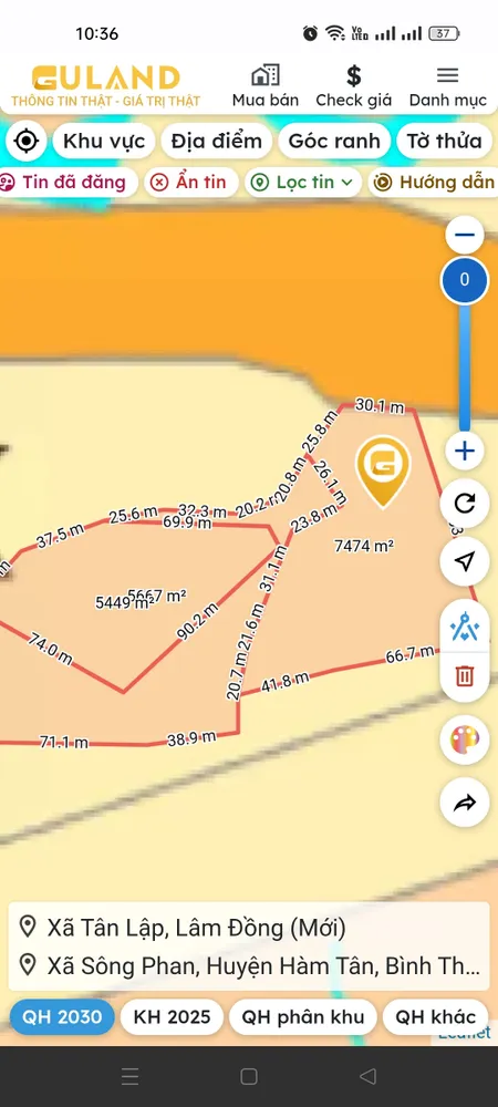 Bán đất 18473m² ngang 34m giá 1.7 tỷ Xã Tân Lập