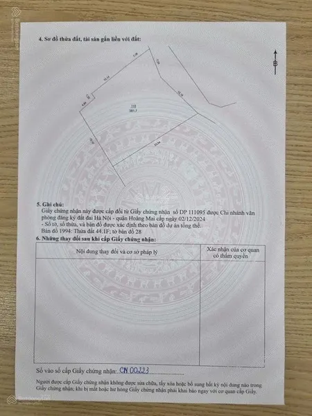 Bán đất thịnh liệt, hoàng mai, hà nội 381m2, 90 tr/m2
