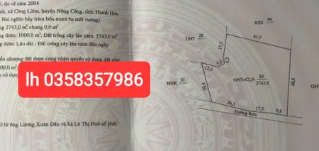 Bán đất 2743m² ngang 53.6m giá 2.15 tỷ Xã Công Chính