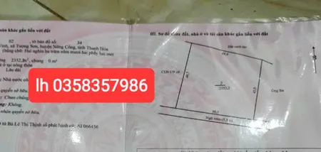 Bán đất 2352.2m² ngang 50.5m giá 2.5 tỷ Xã Tượng Lĩnh