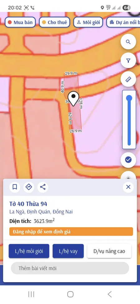 Bán đất 3317.9m² ngang 27m giá 25 tỷ Xã La Ngà